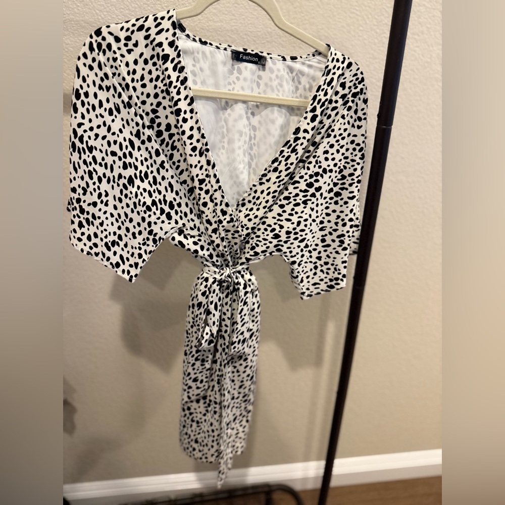 Amazon Essentials Black And White Spotted Dress - image 1